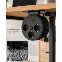 Akım Korumalı Priz Usb Ve Type C Girişli 3lü Priz 2 Metre Kablo Dayanıklı Standart