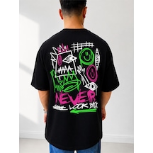 525 Oversize Sırt Baskılı Streetwear Unisex T-shirt Neverlook Siyah