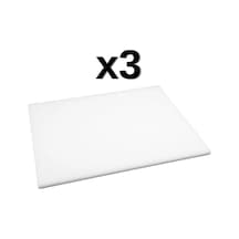 3'lü Türkay 50x30x2 Cm Polietilen Kesme Tahtası Kesim Levhası Naturel/beyaz 4733