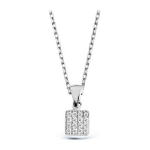 Argentum Concept - Zirkon Taşlı Gümüş Kare Kolye - N134601