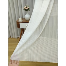 Enine Çizgili Tül Perde, 350x260, Sık Pile, 1/3 Çok Renkli