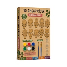 Ahşap Boyama Çiçekler 10 Lu 1 Paket 10x15cm Ahşap Boyama 6 Renk Boya Resim Fırçası Etkinlik Çocuk Gelişim Motor Beceri