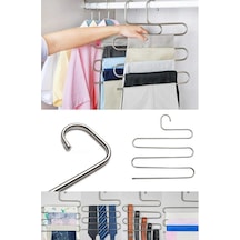 Dalian Home 2'li 5 Katlı Metal Pantalon Eşarp Askısı Dolap İçi Düzenleyici Metal Gümüş Diğer