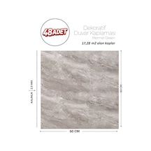 60x60 Cm Kendinden Yapışkanlı Duvar,banyo,tezgah Arası Gri Mermer-48 Adet 8808-60-48