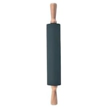 Bambu Saplı Silikon Merdane, Oklava, Hamur Açma Aracı, Siyah, 42 Cm, Yapışmaz Yüzey, Börek Ve Baklava İçin 50 x 22