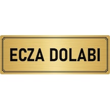 Metal Yönlendirme Levhası, Departman Kapı İsimliği Ecza Dolabı 7x20 cm Altın Renk