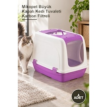 4 Adet Mikopet Büyük Kapalı Kedi Tuvaleti Karbon Filtreli