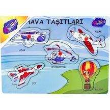 Ahşap Oyuncak Tutmalı Puzzle Taşıtlar Uçak Helikopter Balon Jet