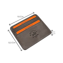 Westpolo Unisex Süper Slim Para Bölmeli Hakiki Deri İnce Kartlık Cüzdan 6 Bölmeli - Gri Gri