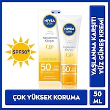 Sun Yaşlanma Ve Leke Karşıtı Q10 Yüz Güneş Kremi Spf50 50 Ml, Nemlendirme, Normal Ve Kuru Ciltler