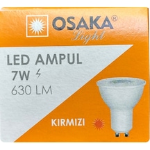 6 Adet Osaka 7w Kırmızı Işık Gu10 Duylu Kalın Duy Led Çanak Ampul
