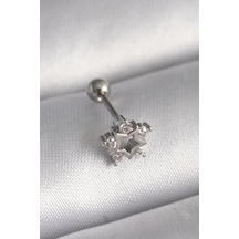 316l Çelik Gümüş Renk Zirkon Taşlı Yıldız Model Tragus Piercing Çok Renkli