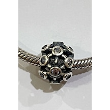 Yerli Üretim Yuvarlak Taşlı Charm Gümüş