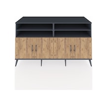 Kronos Konsol 6 Raflı 4 Kapaklı 176x59x99 Antrasit-çam Antrasit-çam