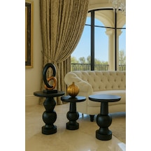 Siyah Renk Ahşap Mantar Sehpa 3 Lü Set Doğal Fiskos Zigon Takımı - Coffee Table Siyah Siyah Renk Ahşap Mantar Sehpa 3 Lü Set Doğal Fiskos Zigon Takımı - Coffee Table Siyah