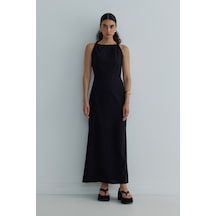 Suud Collection Siyah Breeze Omuzu Düğümlü Elbise
