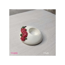 Yy1655-taş Mumluk Kenarları Güllü Silikon Kalıp