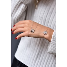 Papatya Silver 925 Ayar Gümüş Kartanesi Kolye Bileklik Set