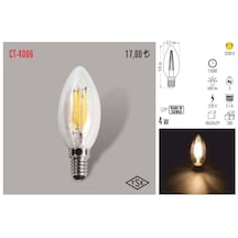 Cata Ct-4066 4 Watt Filament Led Buji Ampul Lamba Gün Işığı
