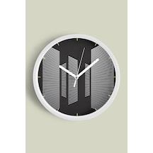 Siyah - Beyaz Optik İllüzyon Modern Tasarım Duvar Saati - 30cm - Önü Camlı Beyaz Kasa-jh0552 Beyaz