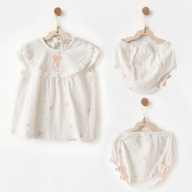 Andywawa Little Swan Love Kız Bebek Elbise Takım Ac26541 Ekru