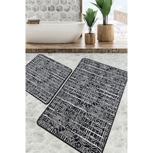 Asara Banyo Halısı Djt 2 Li Set Banyo Halısı Paspas Yıkanabilir Kaymaz Çok Renkli