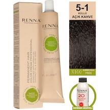 Renna Bitkisel Amonyaksız Saç Boyası 60 Ml 5-1 Küllü Açık Kahve Oksidan Hediyeli