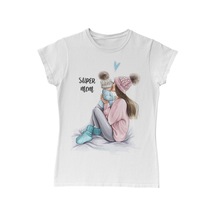 Super Mom Anneler Günü Beyaz Kadın Tshirt 001