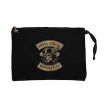 Moto Skull Riders Motorcycle Siyah Clutch Cüzdan / El Çantası Siyah