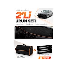 Bmw E34 1988-1996 Uyumlu Torpido Örtüsü + Tay Tüyü Bagaj Çantası + Sticker Seti - Siyah Kahverengi