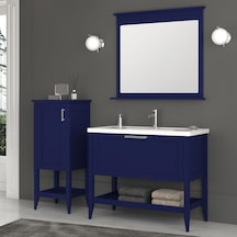 Orka Bastle 100 cm Mat Lacivert Banyo Dolabı ve Boy Dolabı Takımı Lacivert