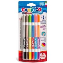 Carioca Bicolor Süper Yıkanabilir Çift Uçlu Keçeli Boya Kalemi  6'