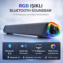 Coofbe Rgb Işıklı Vers.5.3 Bluetooth Masaüstü Hoparlör Tv Bilgisayar Soundbar Ses Sistemi Speaker Hoparlör