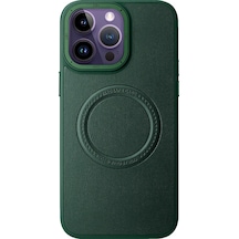 Nettech Apple Uyumlu iPhone 14 Pro Manyetik Deri Magsafe Seri Arka Koruma Kılıf - Mor Mor