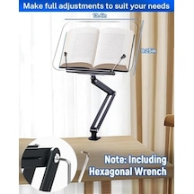 Ayarlanabilir Masa Kenarı Kitap Ve Tablet Standı 360 Dönebilen, 87.5cm Yükseklik Ayarlı, Kelepçeli Metal Kol, Şeffaf Akrilik Panel, Kitap Okuma, Tablet, İpad İle Uyumlu P87 Açık Ahşap