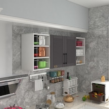 Kenzlife Hazır Mutfak Dolabı Domates90 Gri Mod2 90 160 32 Mebran Kapak Suntalam Gövde Beyaz
