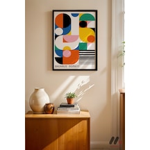 Bauhaus Moment Geometrik Poster, Siyah Çerçeveli Duvar Tablosu - Modern Ev Dekorasyonu