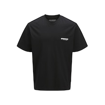 Jack & Jones Erkek Gögüs Ve Sirt Baskili Tişört - Union - 12273442 Black Siyah