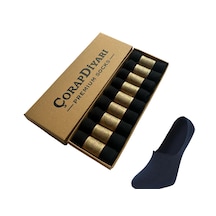 Premium 9'lu Dikişsiz Burun Kaydırmaz Topuk Bambu Babet Çorap Lacivert