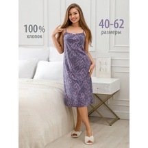 Spalenka Pamuklu Büyük Beden Gecelik 323110805 Gri-mor