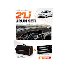 E-biz Mercedes W204 C180 2007-2014 Uyumlu Torpido + Tay Tüyü Çanta - Siyah-kahverengi - Mb006