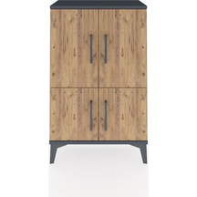 Arges Komodin 2 Raflı 4 Kapaklı 60x30x96 Antrasit-çam Antrasit