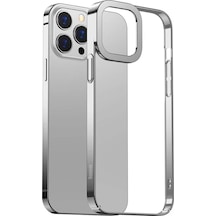Baseus Glitter Apple iPhone Uyumlu 13 Pro Kılıf Renkli Kenar Şeffaf Kılıf- 5775 Pembe
