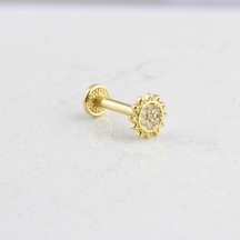 Glorria Altın Güneş Tragus Piercing Altın