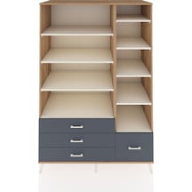 Kronos Dolap 9 Raflı 4 Çekmeceli 132x59x195 Çam-aytaşı/antrasit Aytası/antrasıt