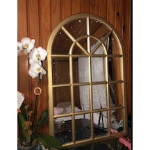 Pencere Model Ayna Duvar Aynası Salon Aynası Dressuar Aynası Gold 103 X 70 Gold