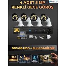4 Kameralı Set 500 Gb Hdd Full Hd Gece Görüşlü Güvenlik Kamerası Sistemi-sabit İp Gerektirmez-