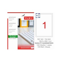 Tanex Etiket 199,6X289,1Mm Düz Tw-2001 A4 100 sayfa