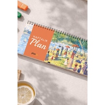 Tarihsiz Spiralli Haftalık Masaüstü Planlayıcı - Bir Pazar Günü - 10x30 Cm Plango Turkuaz