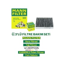Wöbermann+mann Audi A3 1.6 Benzin Filtre Bakım Seti 1997-2003 3kp Aeh-akl-apf-avu-bfq
